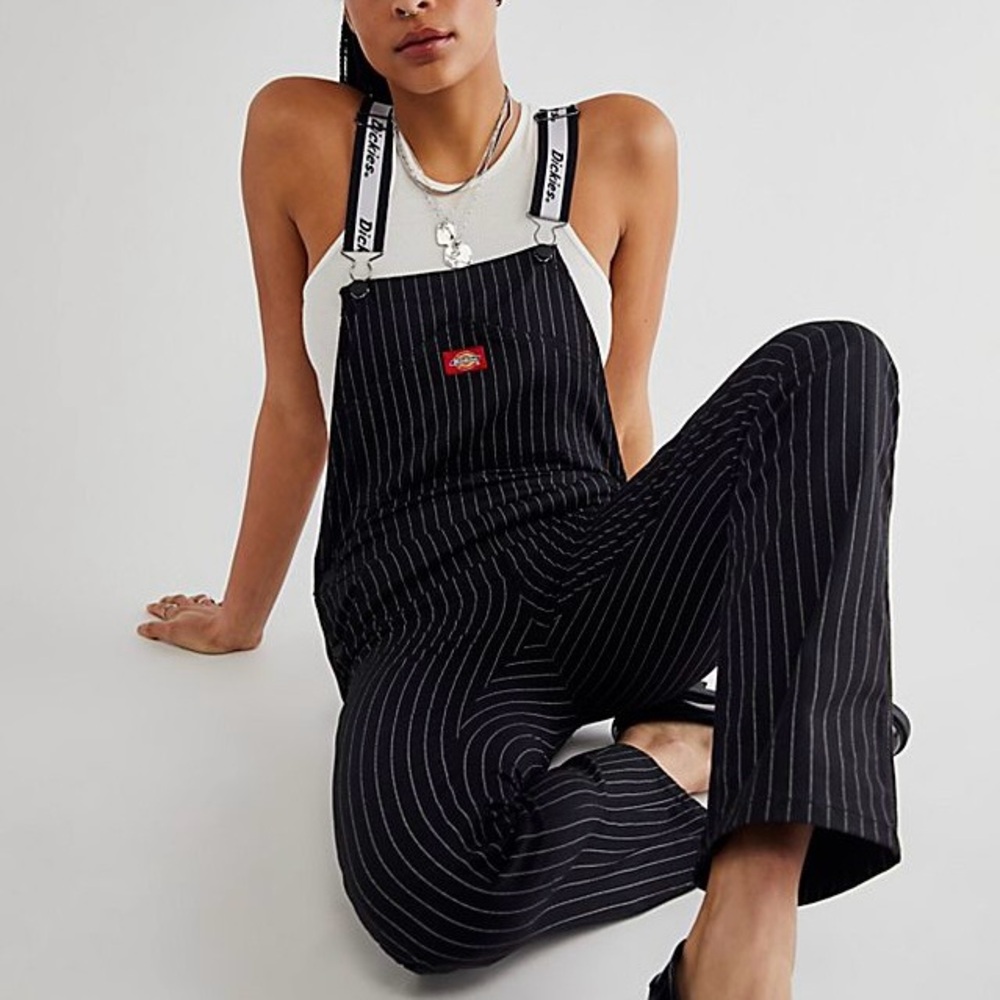 Dickies Women’s Black Pinstripe Overalls Size XS